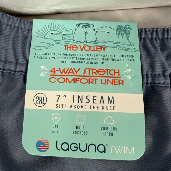 Laguna Swim Mens 2XL Swim Shorts Gray/Blue Palm Gradient Design Mesh Lining - Picture 5 of 12